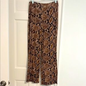 Zara Brown Snake Print knit straight leg pants size L